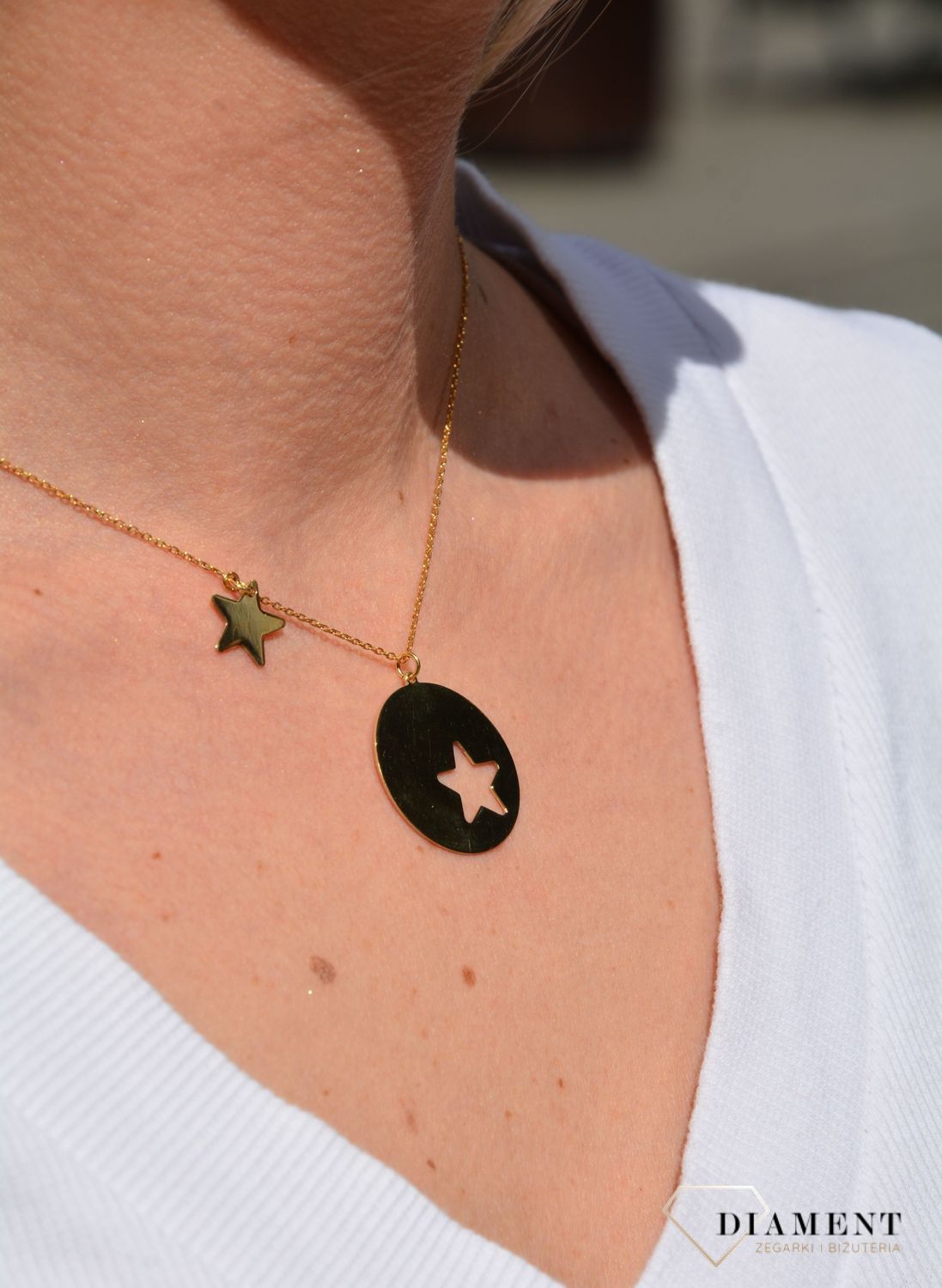 Naszyjnik srebrny pokryty złotem kółko z gwiazdką Dall'Acqua C RM 19890 084 zz.jpg